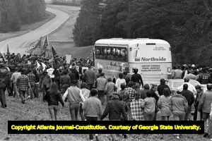 Forsyth County freedom marchers and white supremacists, Georgia, January 17, 1987.