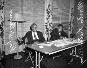 Civil rights leaders Martin Luther King, Jr. and Roy Wilkins, promoting voter registration, Atlanta, Georgia, 1959