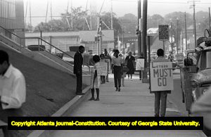 African Americans picketing for school integration outside of the Atlanta Public Schools building, Atlanta, Georgia, September 19, 1967.