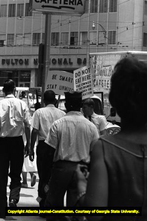 Anti-integration counter-protesters, Forsyth Street, Atlanta, Georgia, July 1963.