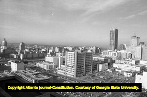 Downtown Atlanta, looking southwest from Grady Hospital, Georgia, January 31, 1974.
