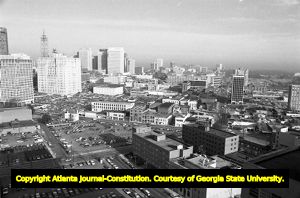 Downtown Atlanta, looking northwest from Grady Hospital, Georgia, January 31, 1974.