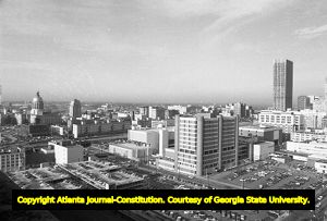Downtown Atlanta, looking southwest from Grady Hospital, Georgia, January 31, 1974.