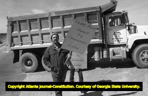 International Brotherhood of Electrical Workers picketing the Dobbs-Paschal Midfield Corporation at the new Hartsfield Atlanta International Airport, Atlanta, Georgia, March 11, 1980.
