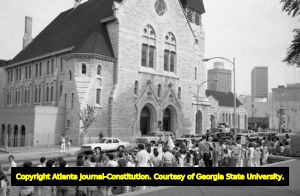 Pro-choice marchers at Central Presbyterian Church, Atlanta, Georgia, August 23, 1980.