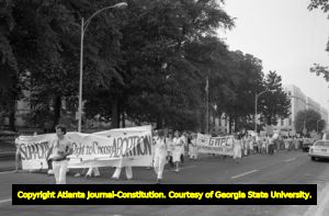 Pro-choice marchers on Washington Street, Atlanta, Georgia, August 23, 1980.