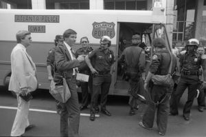 SWAT Team outside of Atlanta's F.B.I. headquarters during a hostage situation, Atlanta, Georgia, June 29, 1981.