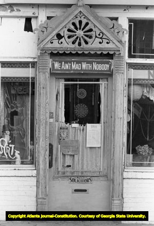 We Ain't Mad With Nobody storefront, Little Five Points, Atlanta, Georgia, September 19, 1980.