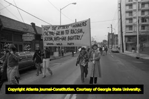 Ebenezer Baptist Church protest following the acquittal of the Greensboro massacre killers, Atlanta, Georgia, November 19, 1980.