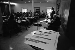 Georgia Senator Roy Barnes speaking at an ERA seminar, Central Presbyterian Church, Atlanta, Georgia, January 9, 1982.