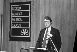 Georgia Senator Roy Barnes speaking at an ERA seminar, Central Presbyterian Church, Atlanta, Georgia, January 9, 1982.