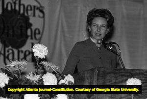 Phyllis Schlafly speaking out against the ERA at a Mothers on the March event, Atlanta, Georgia, October 11, 1980.