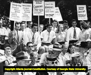 Students rallying in support of James V. Carmichael for Georgia governor, Moultrie, Georgia, May 11, 1946.