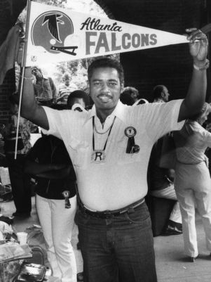 Falcons fans preparing for a road trip to New Orleans for a game, Atlanta, Georgia, September 2, 1979.