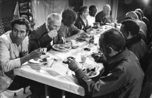 Christmas dinner at a homeless shelter, Atlanta, Georgia, December 26, 1973.