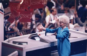 Ann Richards speaking at the Democratic National Convention, Atlanta, Georgia, July 18, 1988.