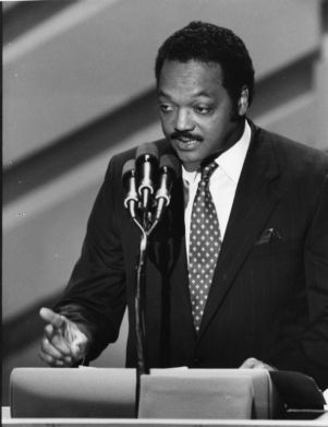 Jesse Jackson speaking at the Democratic National Convention, Atlanta, Georgia, July 19, 1988.