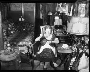 Inside of a repurposed streetcar, Avondale Estates, Georgia, circa 1960s.