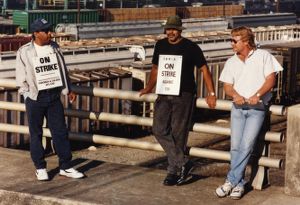 Picketers against the Norfolk Southern Railway Company, Atlanta, Georgia, April 17, 1991.