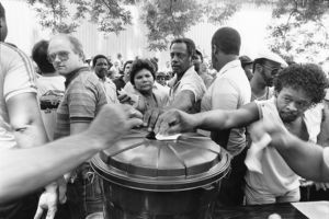 United Auto Workers Local 882 voting on a new contract with the Ford Motor Company, Atlanta, Georgia, August 15, 1986.