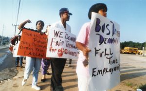 Bus drivers striking for better pay and safer buses, Atlanta, Georgia, September 9, 1992.