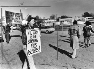 Picketing bus drivers, Atlanta, Georgia, December 1, 1980.