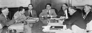 Labor negotiations regarding the transit workers, Atlanta, Georgia, May 1949.