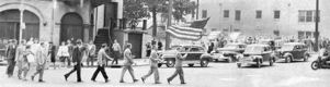 Striking telephone workers parading through downtown, Atlanta, Georgia, April 1947.