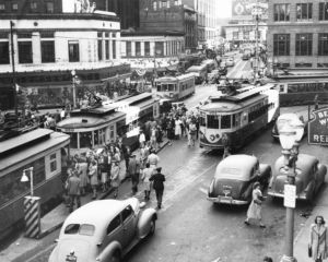 Five Points, downtown Atlanta, Georgia, circa 1940s.