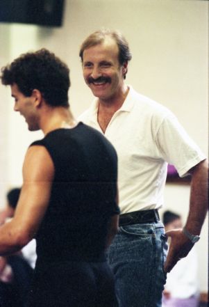Alabama Ballet choreographer Thor Sutowski with some of his dancers, Atlanta, Georgia, September 14, 1990.