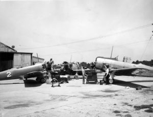 Army training planes undergoing maintenance, Candler Field, Atlanta, Georgia, May 1940.