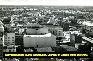 View of Forsyth Street in downtown business district, 1955