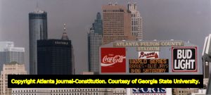Atlanta skyline seen from Fulton-County Stadium, 1992
