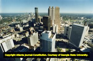 Downtown district aerial view, 1990