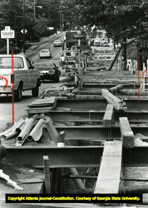 Road work caused by MARTA construction, 1981