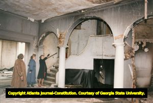 Burned-out interior of the Wimbish Mansion, Peachtree Street, Atlanta, Georgia, January 20, 1994. The Mansion is the home of the Atlanta Woman's Club.
