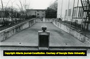 Covered swiming pool behind the Wimbish Mansion, Peachtree Street, Atlanta, Georgia, March 28, 1985. Wimbish Mansion is the home of the Atlanta Woman's Club.