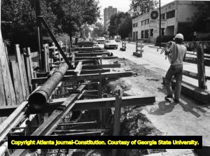 Road work caused by MARTA construction, 1981