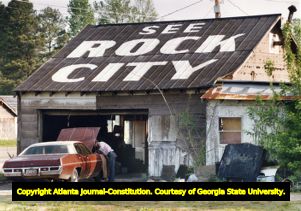 'See Rock City' sign on top of car garage, 1992