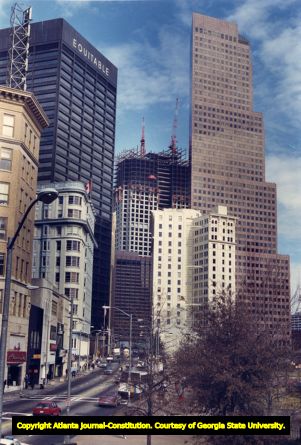 Downtown view of Peachtree Street, 1989