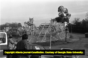 "Smokey and the Bandit II" roller coaster demolition stunt, 1980