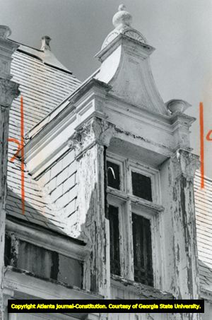 Dormer window, Wimbish Mansion, Peachtree Street, Atlanta, Georgia, March 31, 1981. The Mansion is the home of the Atlanta Woman's Club.