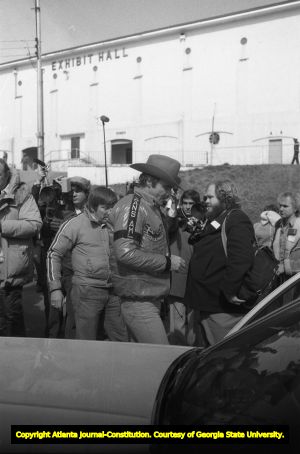 Burt Reynolds on the set of "Smokey and the Bandit II," 1980