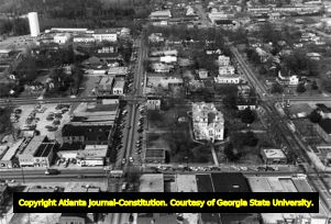 Lawrenceville Courthouse seen from aerial view, 1983