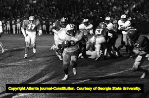 Herschel Walker (number 43) during a high school football game, 1979