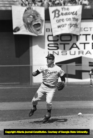 Pat Jarvis pitches during an Atlanta Braves game, 1969