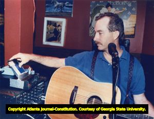 Singer Randy Cole, with guitar and synthesizer, Atlanta, Georgia, October 12, 1990.