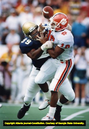 Georgia Tech's Chris Simmons forces a fumble, 1990