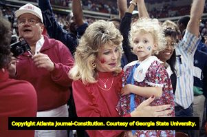 Nelda and Ailey Arrow, wife and daughter of South Alabama coach Ronnie Arrow, at the NCAA Tournament, 1989