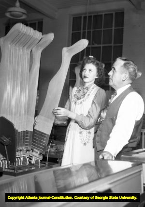 Nylon stockings on display, 1945
